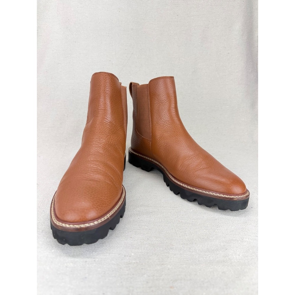 Madewell The Carina Boot English Saddle Brown Pebbled Leather‎ Lug Chelsea Boots - Picture 4 of 12